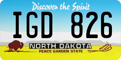 ND license plate IGD826