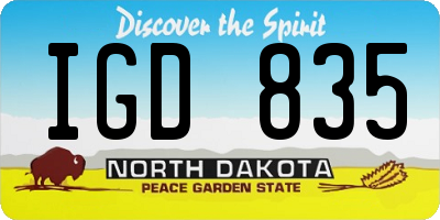 ND license plate IGD835