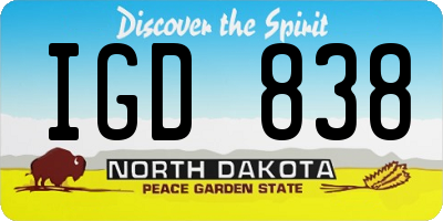 ND license plate IGD838