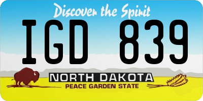 ND license plate IGD839