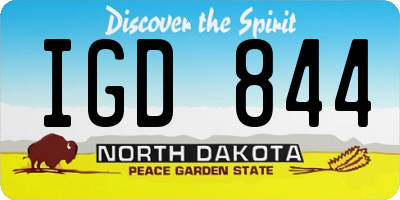 ND license plate IGD844