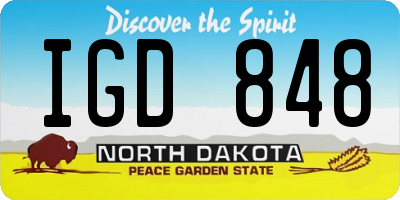 ND license plate IGD848