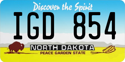 ND license plate IGD854