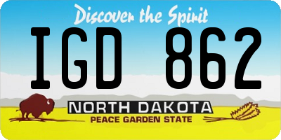 ND license plate IGD862