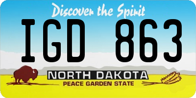 ND license plate IGD863