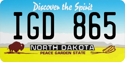 ND license plate IGD865