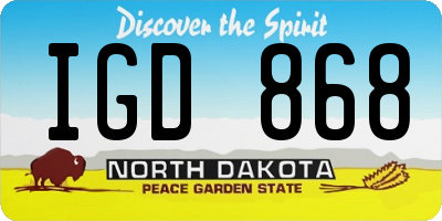 ND license plate IGD868
