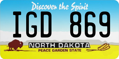 ND license plate IGD869