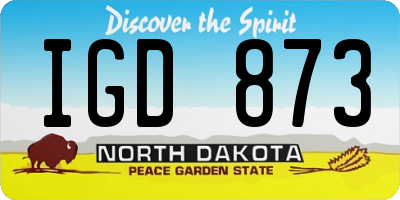 ND license plate IGD873