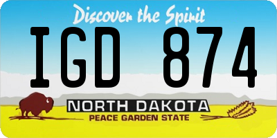 ND license plate IGD874