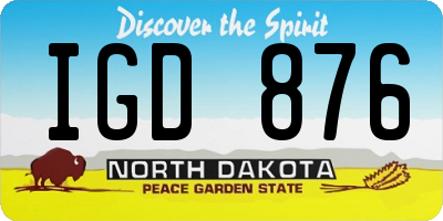 ND license plate IGD876