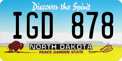 ND license plate IGD878