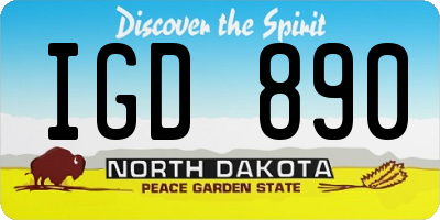 ND license plate IGD890