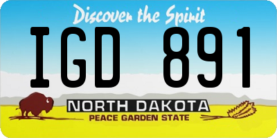 ND license plate IGD891