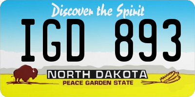 ND license plate IGD893