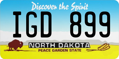ND license plate IGD899