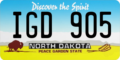 ND license plate IGD905