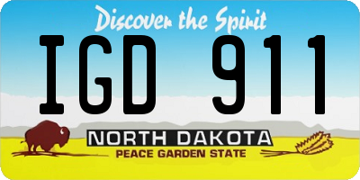 ND license plate IGD911