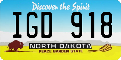 ND license plate IGD918