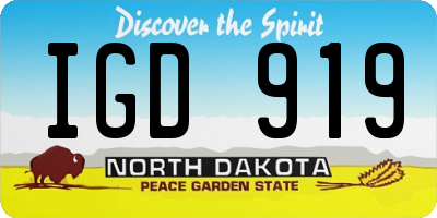 ND license plate IGD919