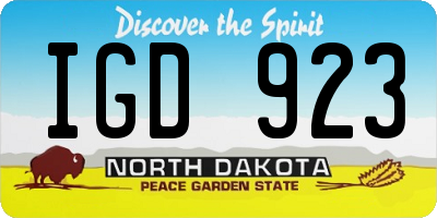ND license plate IGD923