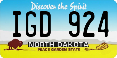 ND license plate IGD924