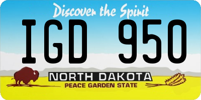ND license plate IGD950