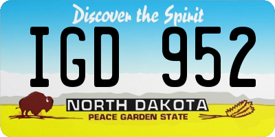 ND license plate IGD952