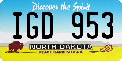 ND license plate IGD953