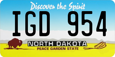 ND license plate IGD954