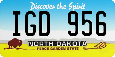 ND license plate IGD956