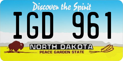 ND license plate IGD961
