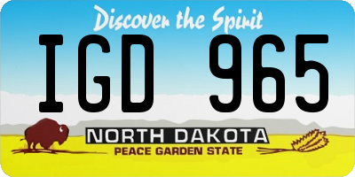 ND license plate IGD965