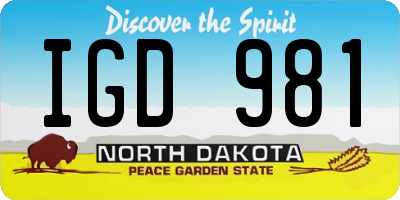 ND license plate IGD981