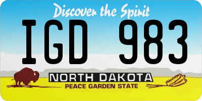 ND license plate IGD983