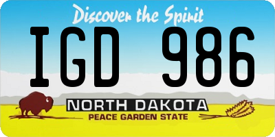 ND license plate IGD986
