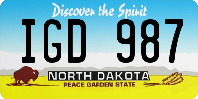ND license plate IGD987