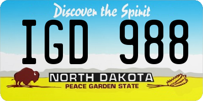 ND license plate IGD988
