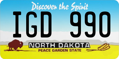 ND license plate IGD990