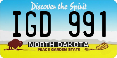 ND license plate IGD991
