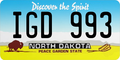 ND license plate IGD993