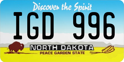 ND license plate IGD996