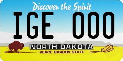 ND license plate IGE000
