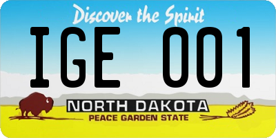 ND license plate IGE001