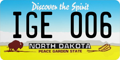 ND license plate IGE006