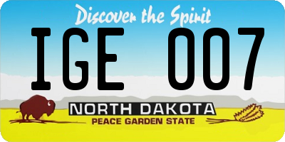 ND license plate IGE007