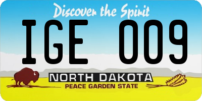 ND license plate IGE009