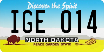 ND license plate IGE014