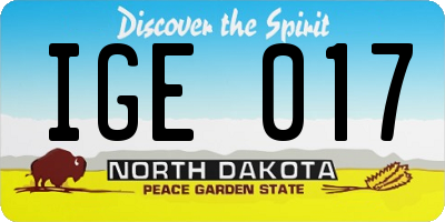 ND license plate IGE017