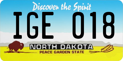 ND license plate IGE018